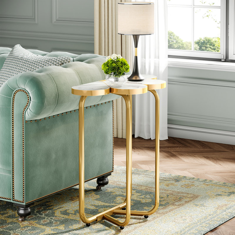 HONGYAN Gold End Table Side Beside Table for Living Room, Bedroom